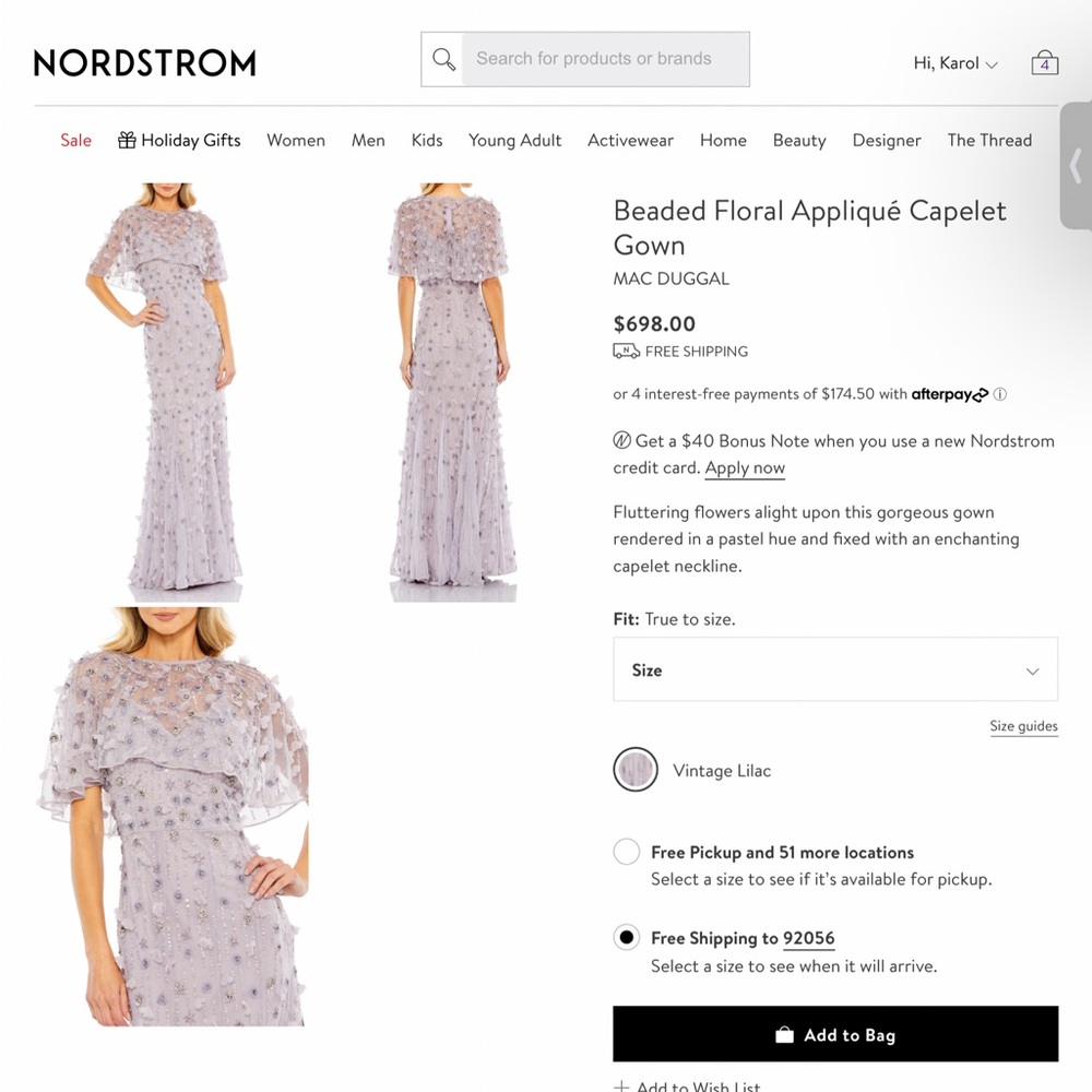 This dress was worn once. Size 14, hemmed to ground and I’m 5 ft. 5 inches tall.